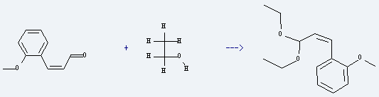 o-Methoxy cinnamaldehyde is used to produce 1-(3,3-diethoxy-propenyl)-2-methoxy-benzene by reaction with ethanol.